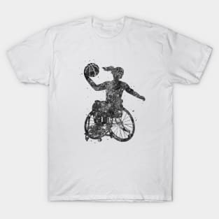 Wheelchair basketball girl black and white T-Shirt